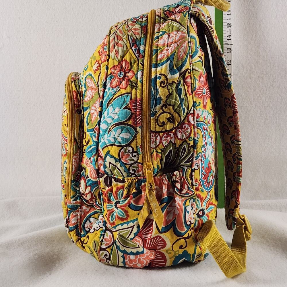 Vera Bradley Large Quilted Backpack Floral Cotton Lightweight Earbud Port - Picture 4 of 9
